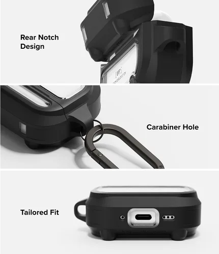 Vista 8 de Ringke UX - Funda magnética para AirPods Pro 3, a prueba de golpes, con mosquetón, transparente