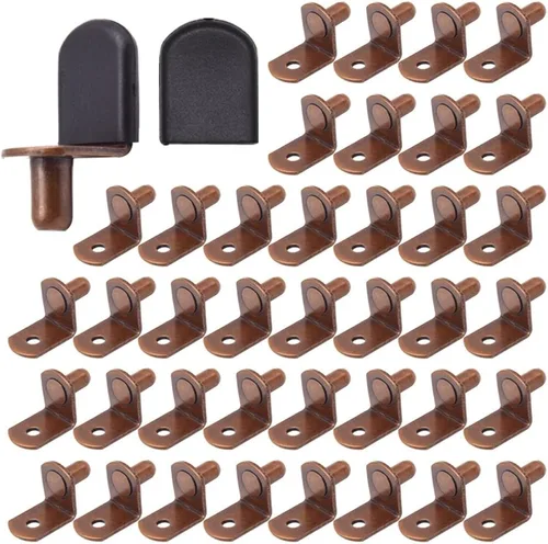 Vista 9 de 50 clavijas de soporte de estante con funda de goma para estantes de vidrio (bronce/L)