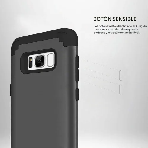 Vista 4 de Funda de teléfono para Samsung Galaxy S8 Plus, cubierta dura, a prueba de golpes, silicona suave, híbrida, tres capas, resistente, accesorios