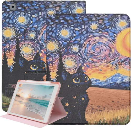 Vista 8 de Funda giratoria para iPad de 9ª/8ª/7ª generación de 10.2 pulgadas (2021/2020/2019), color rosa Funda giratoria de piel sintética de 360 grados