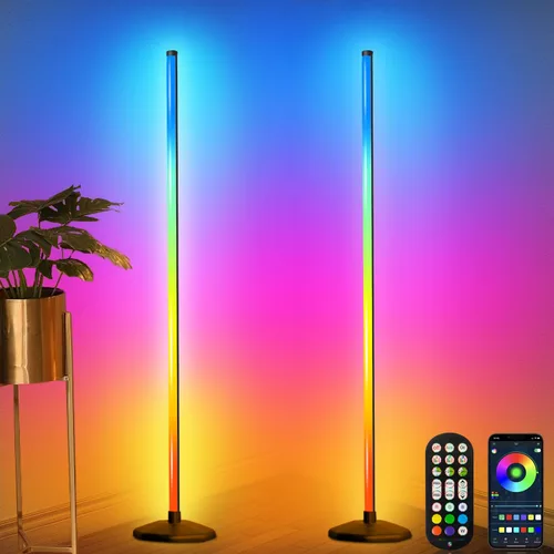 Vista 7 de LanAqua Lámpara de Pie de Esquina, Lámpara de Esquina LED RGB Inteligente, Lámpara de Pie LED que Cambia 16 Millones de Colores con Aplicación