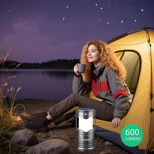 Vista 8 de Lichamp 1 paquete de linterna de camping solar, linternas LED recargables por USB, lámparas de batería con tres modos de alimentación para cortes