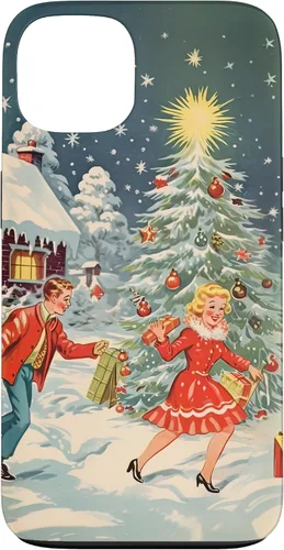 Vista 7 de iPhone 16 Vintage 1950s Nostalgia Christmas Snowflakes Christmas Tree Case