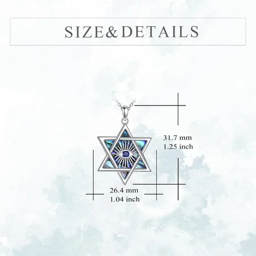 Vista 24 de YFN Collar de estrella de David de plata de ley, concha de abulón, árbol de la vida, joyería judía, regalos para mujeres y hombres