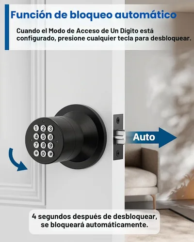 Vista 3 de Cerradura de entrada sin llave con código, pomo de puerta digital con teclado para dormitorio, puerta principal, garaje, hogar, apartamento, bronce