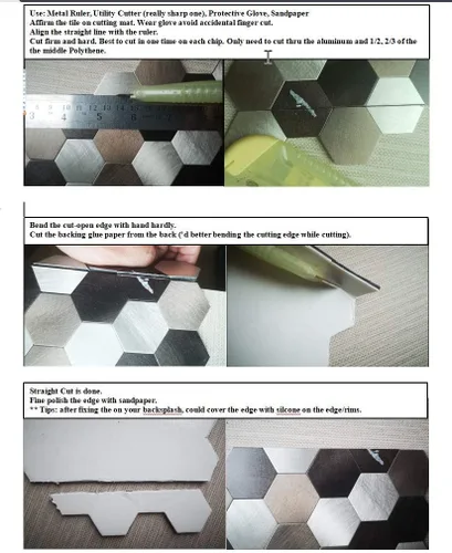 Vista 6 de Protector contra salpicaduras de azulejos con aspecto antiguo