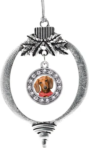 Vista 80 de Inspired Silver - Adorno con dije de cara de carlino - Adornos navideños de círculo de plata con joyas de circonita cúbica