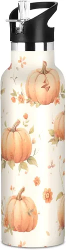 Vista 21 de Trendy Sunflower Oil Painting Style Leak Proof & BPA Free Sports Insulated Water Bottle With Straws Leak-proof Hot & Cold Double Walled for