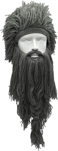 Vista 4 de Creative Barbarian Knit Beard Hat Funny Knit Hat Wig Beanie Hat Beard Facemask
