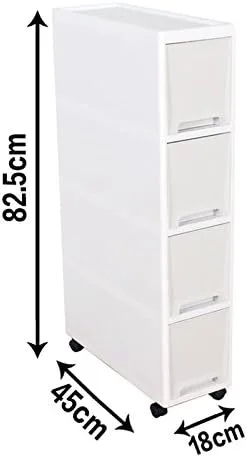 Vista 4 de Carrito de almacenamiento y organizador estrecho, delgado y delgado, gabinete de almacenamiento de cocina de 7.1 pulgadas junto al refrigerador