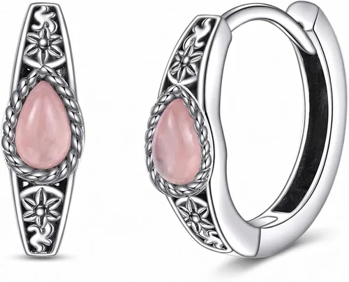 Vista 14 de POPLYKE Aretes de plata de ley con diseño de flores, pequeños aretes tipo huggie, regalo de joyería para mujer A-Daisy