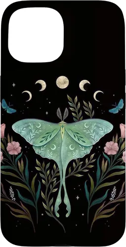 Vista 6 de Funda estética Witchy Luna Moth Flower Floral Moon Phases para iPhone 12 mini