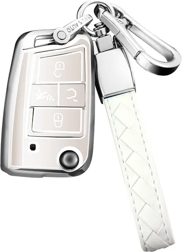 Vista 8 de Funda para llavero Volkswagen con llavero, carcasa de protección completa de TPU suave, llavero compatible con VW Tiguan Golf Jetta Polo Atlas Skoda