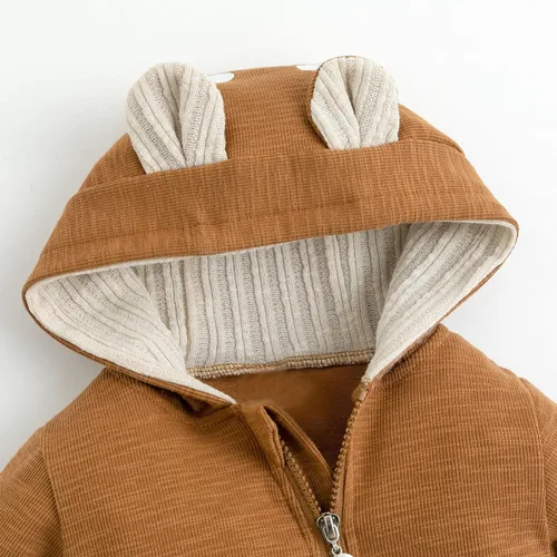 Vista 151 de Simplee Kids Enterizo con diseño de conejo de Pascua con capucha, para bebé, overol con cremallera y orejas largas