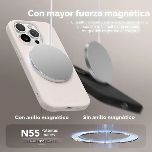 Vista 3 de GONEZ Funda para iPhone 14 Pro, compatible con Magsafe, con protector de pantalla + protector de lente de cámara, forro de microfibra suave A-Piedra