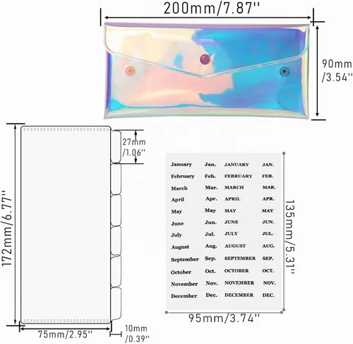 Vista 2 de Mogoostry Rainbow - Sobres para efectivo, 6 unidades, bolsillos divisores y Estilo arcoíris.