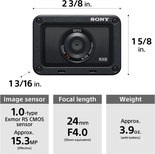 Vista 3 de Sony 1.0 tipo sensor cámara ultra compacta con diseño impermeable y a prueba de golpes (DSCRX0)