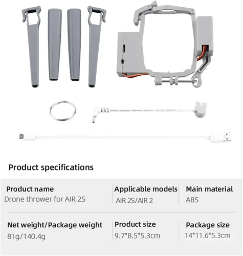 Vista 7 de Sistema Airdrop para D-JI AIR 2S/Air 2 Drone Propuesta de boda Dispositivo de entrega Dispensador Lanzador Remoto Caída Transporte Regalo