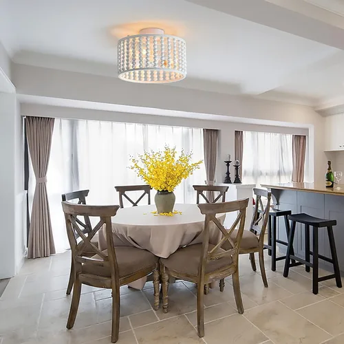 Vista 7 de tewei Candelabro de Cuentas de Madera, Accesorio de Luz de Techo Semi Empotrado Estilo Boho para Cuarto de Bebé, Candelabro Rústico de 3 Luces