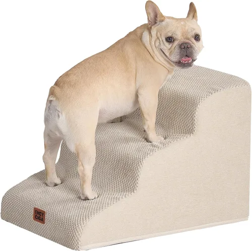Vista 35 de EHEYCIGA Rampa curvada para escaleras para perros, camas altas de 4