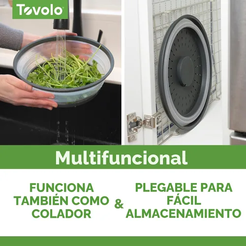 Vista 5 de Tovolo Cubierta de salpicaduras para microondas para alimentos, mediana (carbón) - Tapa protectora de salpicaduras de silicona plegable y ventilada