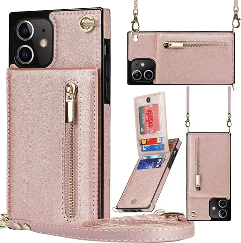 Vista 8 de Funda compatible con iPhone 12 Pro Max de 6.7 pulgadas, bolso de bolsillo, correa de hombro, elegante funda protectora para iPhone 12 Pro Max