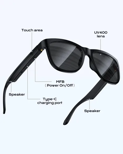 Vista 12 de XO Simple is Beauty Gafas inteligentes con Bluetooth, micrófono y altavoces incorporados, gafas de sol inalámbricas inteligentes con auriculares