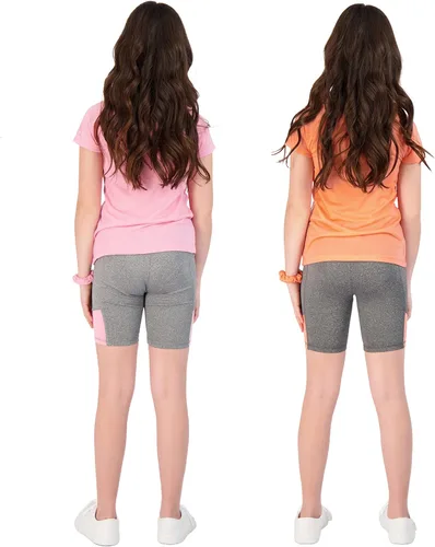 Vista 3 de Marika Conjunto de pantalones cortos de bicicleta para niñas, 6 piezas, camiseta de entrenamiento y pantalones cortos deportivos para niños