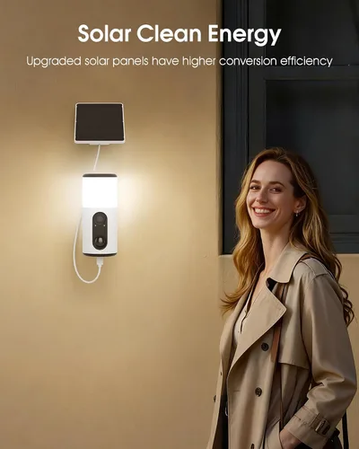 Vista 3 de ARCCTV Cámara de reflector con panel solar, cámaras de seguridad alimentadas por batería de 4MP para seguridad del hogar, audio de 2 vías, sensor