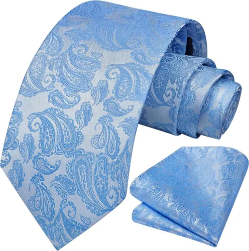 Vista 121 de HISDERN Corbatas para hombre, corbata de cachemira y bolsillo cuadrado tejido clásico floral para hombre, corbata de fiesta de boda