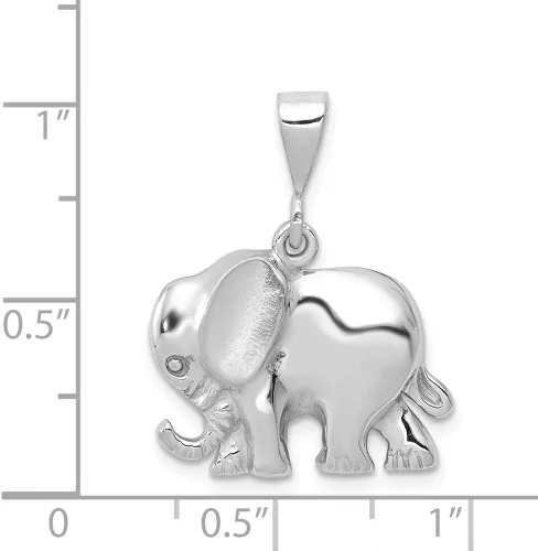 Vista 4 de Colgante de elefante de oro blanco sólido de 14 quilates (0,75 x 0,98 pulgadas)