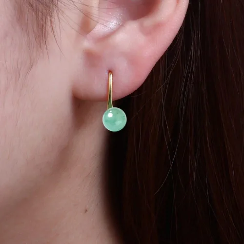 Vista 5 de GLLBTPT Vintage 925 Sterling Silver Jade Drop Earrings,Green Earring Women,Jade Jewelry for Women,Good Luck Handmade Earrings Gift for Birthday