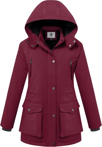 Vista 10 de Wenven Abrigos de invierno impermeables para mujer, chaquetas acolchadas gruesas y cálidas con capucha desmontable Verde militar