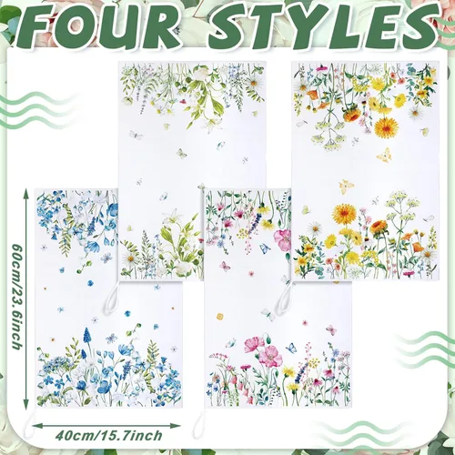 Vista 3 de Geyoga 6 toallas de cocina florales de primavera, flamenco, toallas de mano, girasol, margarita, flores silvestres, paños de té para primavera