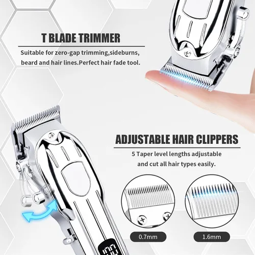 Vista 4 de Cortapelos para hombres, recortadora de barba para hombres, juego de cortapelos eléctrico profesional, cortapelos eléctrico para hombres