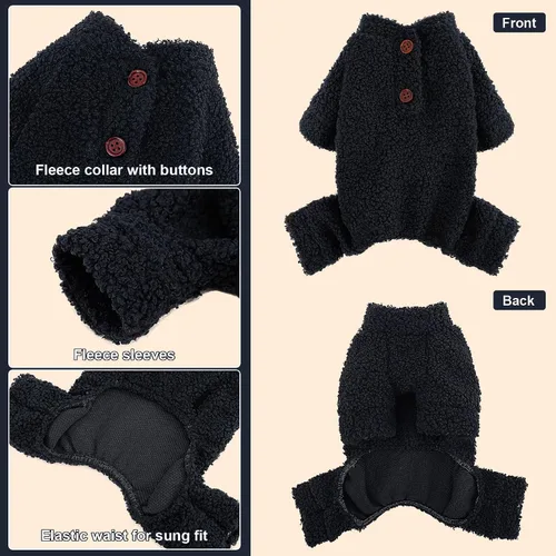 Vista 2 de Suéteres para perros pequeños para invierno, pijamas de perro de tamaño pequeño para niños y niñas, ropa de forro polar para mascotas, atuendo