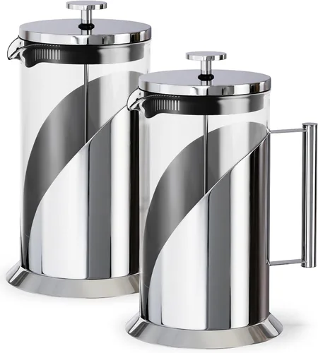 Vista 12 de Cafe Du Chateau Cafetera de prensa francesa de acero inoxidable de 34 onzas, prensa de café aislada fácil de usar con filtración de 4 niveles