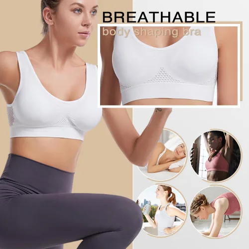 Vista 8 de Pousbo Brasier deportivo de malla transpirable y cómodo, diseñado específicamente para mujeres
