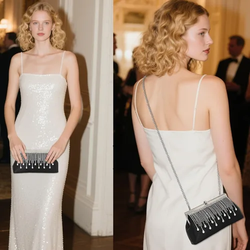 Vista 2 de JIAN YA NA Fashion Women Bridesmaid Lady Girl Bride Evening Clutch Bag for Prom Cocktail Party Wedding Engagement