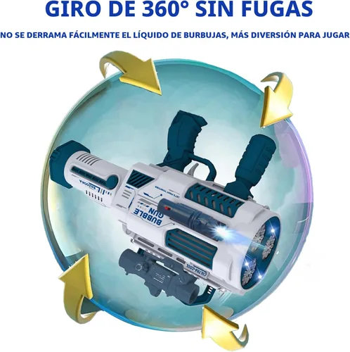 Vista 8 de Pistola de burbujas automática Gatling, que produce miles de burbujas por minuto, adecuada para niños y adultos y perfecta para fiestas