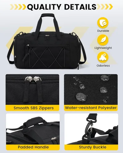 Vista 6 de Vorspack Bolsa de gimnasio para hombres 21 pulgadas bolsa de viaje bolsa de lona para gimnasio, deportes, viajes, fin de semana, natación durante
