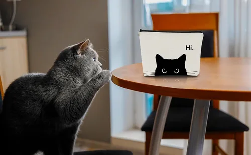 Vista 3 de Regalos de Gatos - Pequeña bolsa de maquillaje, bolsa de cosméticos para amantes de los gatos, bolsa de maquillaje para adolescentes y mujeres, cat 1
