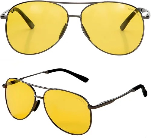 Vista 6 de teenyoun Gafas de sol de aviador para hombres y mujeres, 100% protección UV, lentes de sol polarizados