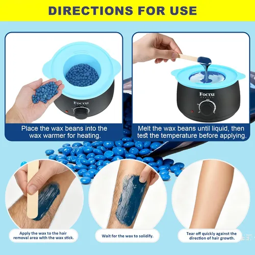 Vista 4 de Cuentas de cera dura, granos de cera de 1 libra para depilación de piel sensible, fórmula de cabello grueso, bikini brasileño, cara, cejas, axilas