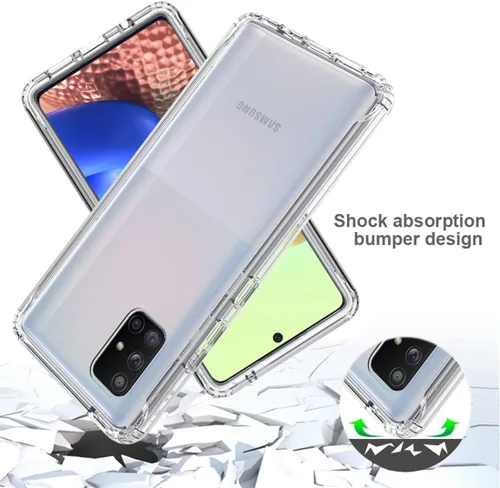Vista 7 de Funda para Galaxy A71 4G SM-A715F con protector de pantalla de vidrio templado, transparente 360 de protección de cuerpo completo, carcasa dura +