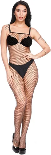 Vista 3 de Medias para mujer, lencería de red floral, ropa de dormir para citas románticas, body de red para mujer