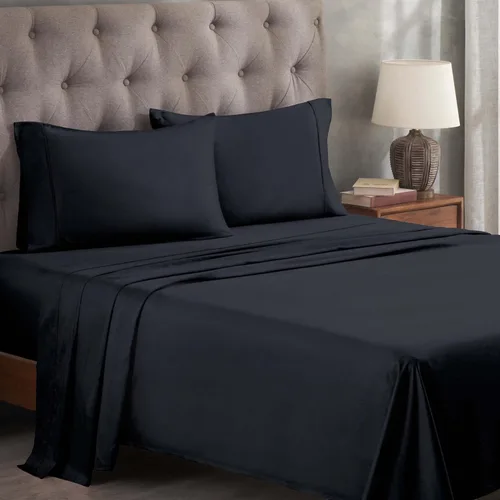 Vista 11 de SUPERIOR Juego de sábanas de algodón egipcio de 400 hilos, 1 sábana bajera elástica con bolsillo profundo, 1 sábana encimera y 2 fundas de almohada