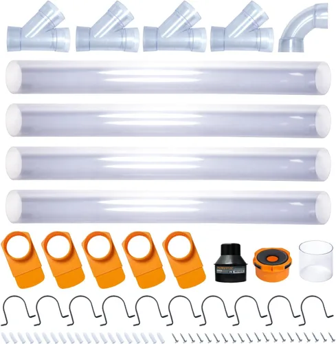 Vista 9 de POWERTEC 70304 Red de accesorios para recolección de polvo de 2-1/2" con reductor, puertas de chorro, tuberías, conector de codo de 90 grados