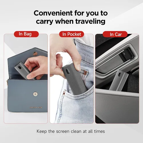 Vista 4 de YTT Limpiador de pantalla, todo en uno spray y paño limpiador, con carcasa protectora transparente para todas las pantallas de teléfonos, portátiles