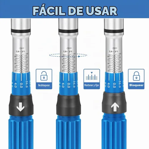 Vista 8 de BULLTOOLS Llave dinamométrica de clic de accionamiento de 1 pulgada, juego de llaves dinamométricas ajustables de doble escala con una llave